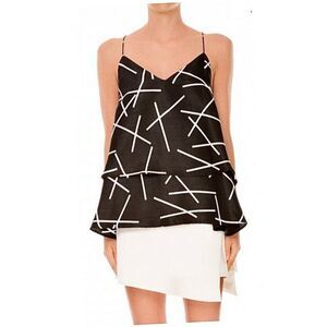 C/MEO Collective New Day Tiered Black White Top M